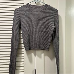 cropped gray sweater